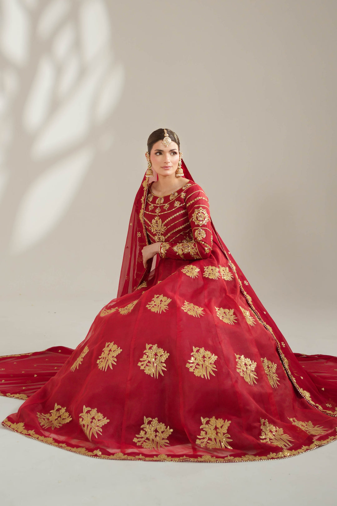 Deep Red Royal Embroidered Organza Lehnga Choli For Women