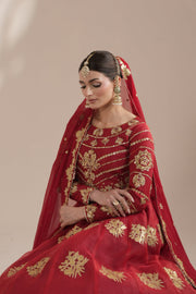 Deep Red Royal Embroidered Organza Lehnga Choli For Women