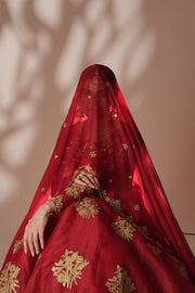 Deep Red Royal Embroidered Organza Lehnga Choli For Women