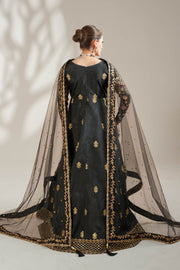 Midnight Noir Black Embroidered Raw Silk Maxi For Women