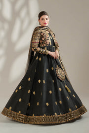 Midnight Noir Black Embroidered Raw Silk Maxi For Women