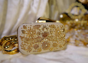 Ivory Hand-Embellished Kora Dabka Clutch For Women