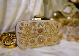 Ivory Hand-Embellished Kora Dabka Clutch For Women
