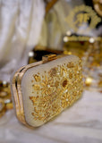 Ivory Hand-Embellished Kora Dabka Clutch For Women