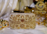 Ivory Hand-Embellished Kora Dabka Clutch For Women