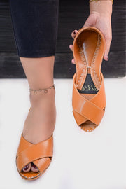 Caramel Peshawari Cut Jutti – Brown For Women