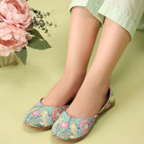 Masakali – Teal Khussas with Birds & Pink Floral Print For Women