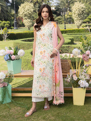 Rosy – Soft Pink Floral 3-Piece Unstitched Lawn Suit For Women