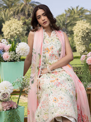 Rosy – Soft Pink Floral 3-Piece Unstitched Lawn Suit For Women