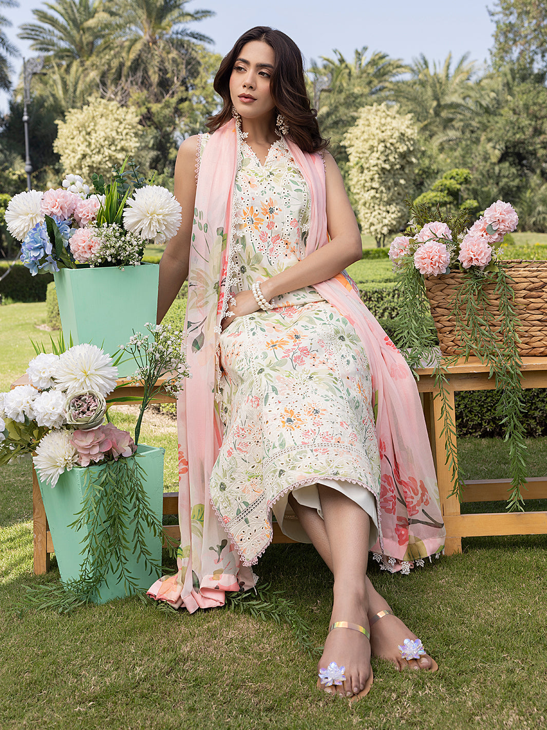 Rosy – Soft Pink Floral 3-Piece Unstitched Lawn Suit For Women