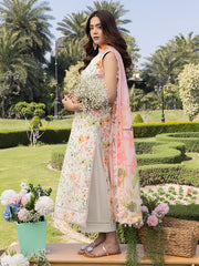 Rosy – Soft Pink Floral 3-Piece Unstitched Lawn Suit For Women
