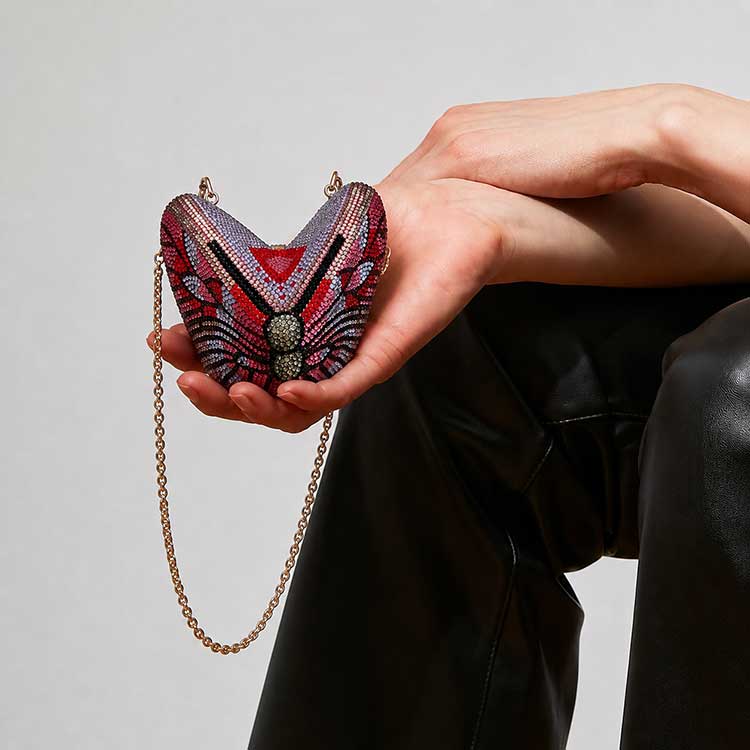 Luxury Crystal Butterfly Clutch – Black & Multi For Women