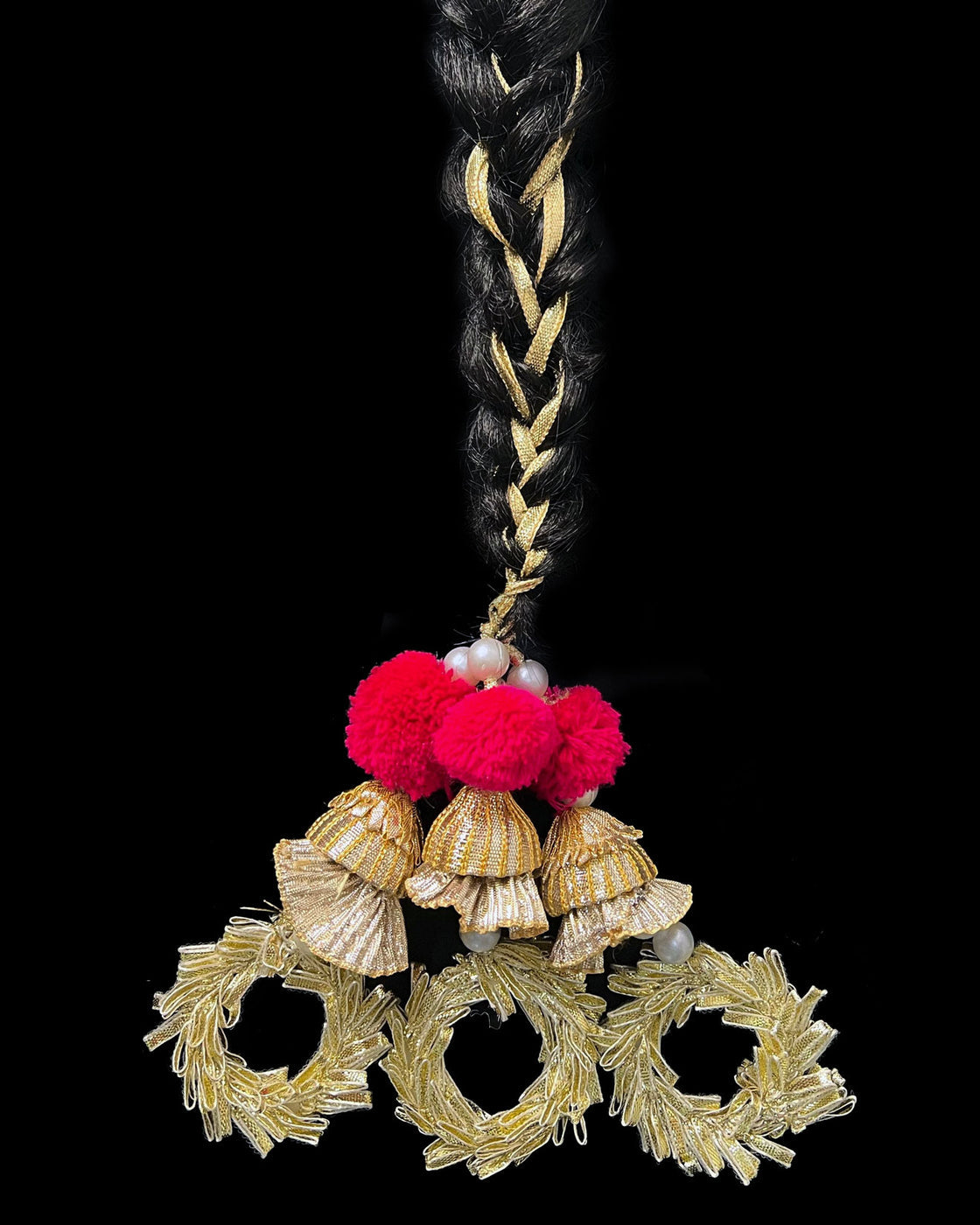 Pink Pari Gota Paranda – Handmade with Pearls & Pompoms For Women