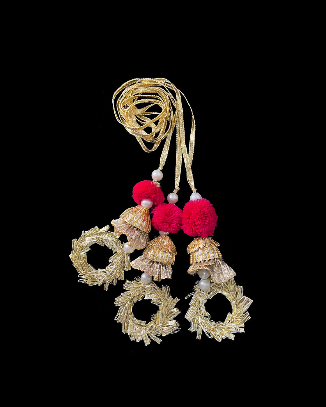 Pink Pari Gota Paranda – Handmade with Pearls & Pompoms For Women