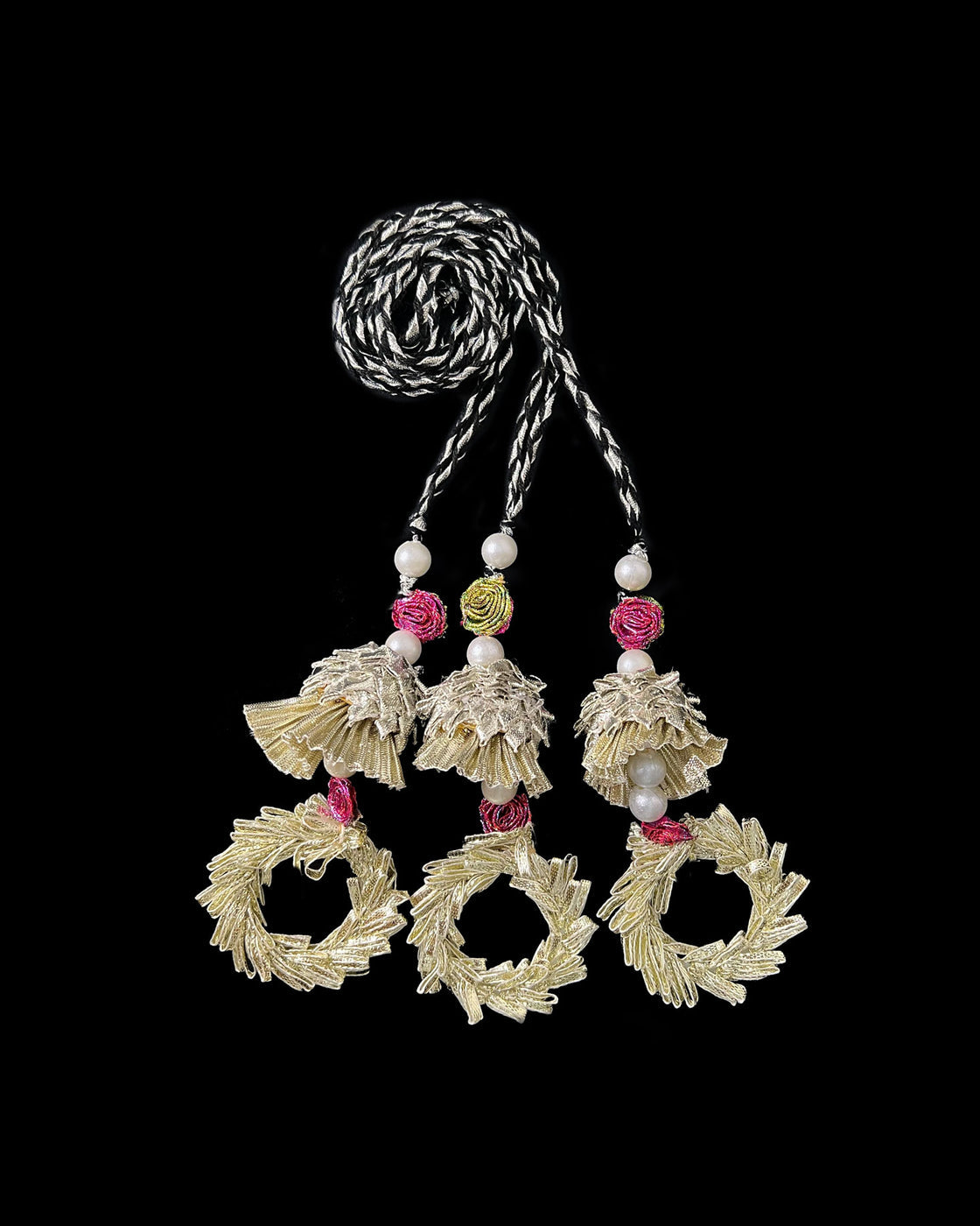 Silver Jugni Gota Paranda – Handmade with Pearls & Pompoms For Women