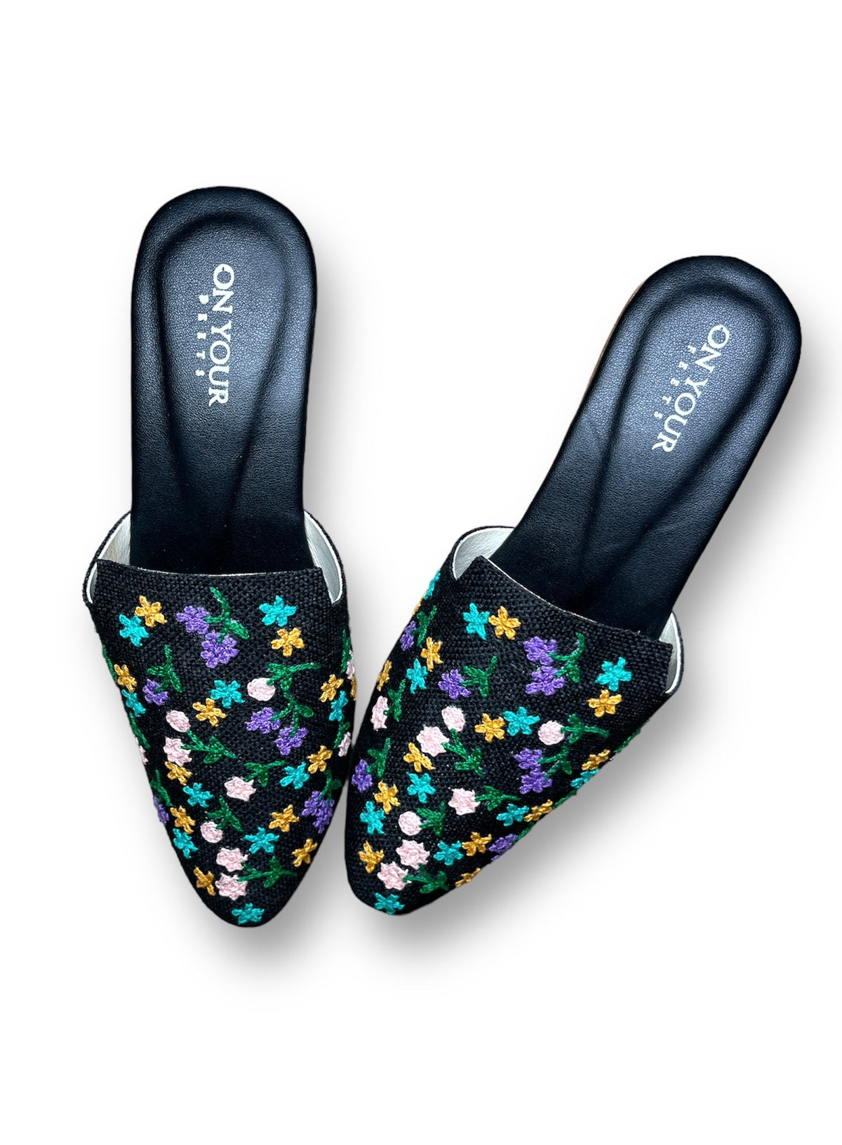 Black Handcrafted Jute Mule Shoes For Women