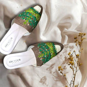 Light Camel Handcrafted Jute Mule Shoes For Women