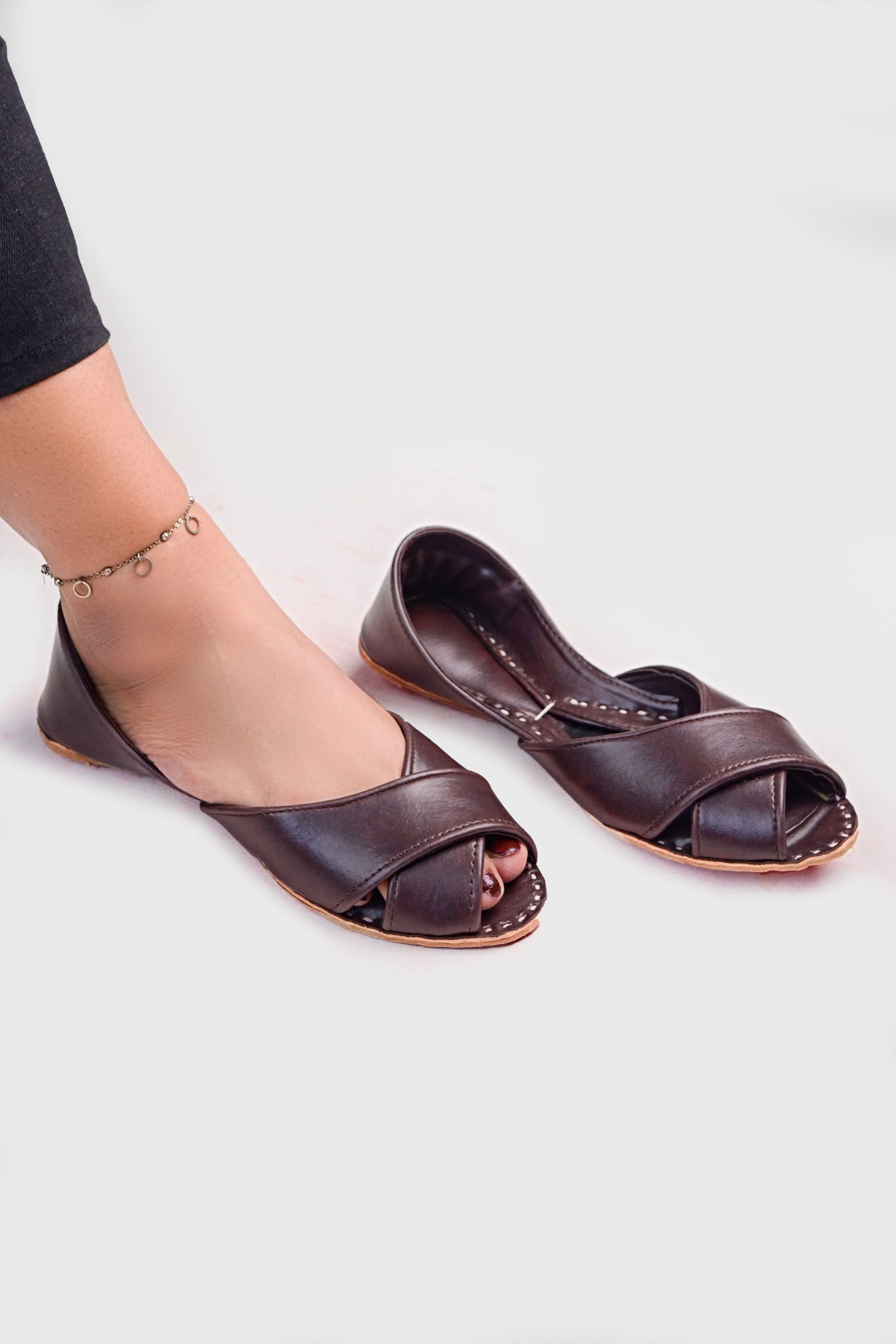 Brown Signature Peshawari Jutti For Women