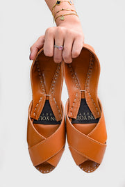 Caramel Peshawari Cut Jutti – Brown For Women