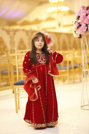 Mirha Velvet Maxi – Elegance in Red For Girls