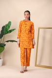 Girls Orange Floral Printed Suit – Bright and Stylish For Girls