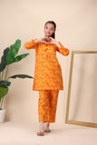 Girls Orange Floral Printed Suit – Bright and Stylish For Girls
