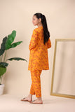 Girls Orange Floral Printed Suit – Bright and Stylish For Girls