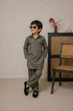 Royal Heritage Olive Green Kurta Set For Boys