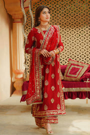 Laal Reddish Maroon Soft Silk Suit with Chiffon Dupatta For Women