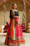 Gulnaz Black, Pink & Orange Lehenga Choli with Net Dupatta For Women