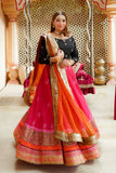 Gulnaz Black, Pink & Orange Lehenga Choli with Net Dupatta For Women