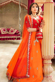 Gulaal Red & Orange Chiffon Lehenga Choli with Net Dupatta For Women