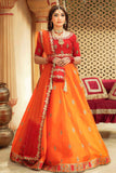 Gulaal Red & Orange Chiffon Lehenga Choli with Net Dupatta For Women