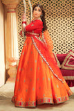 Gulaal Red & Orange Chiffon Lehenga Choli with Net Dupatta For Women
