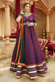 Mehrunisa Purple & Green Raw Silk Maxi with Dupatta & Belt For Women