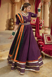 Mehrunisa Purple & Green Raw Silk Maxi with Dupatta & Belt For Women