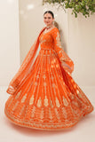 Nayaab Orange Organza Lehenga Choli with Net Dupatta For Women