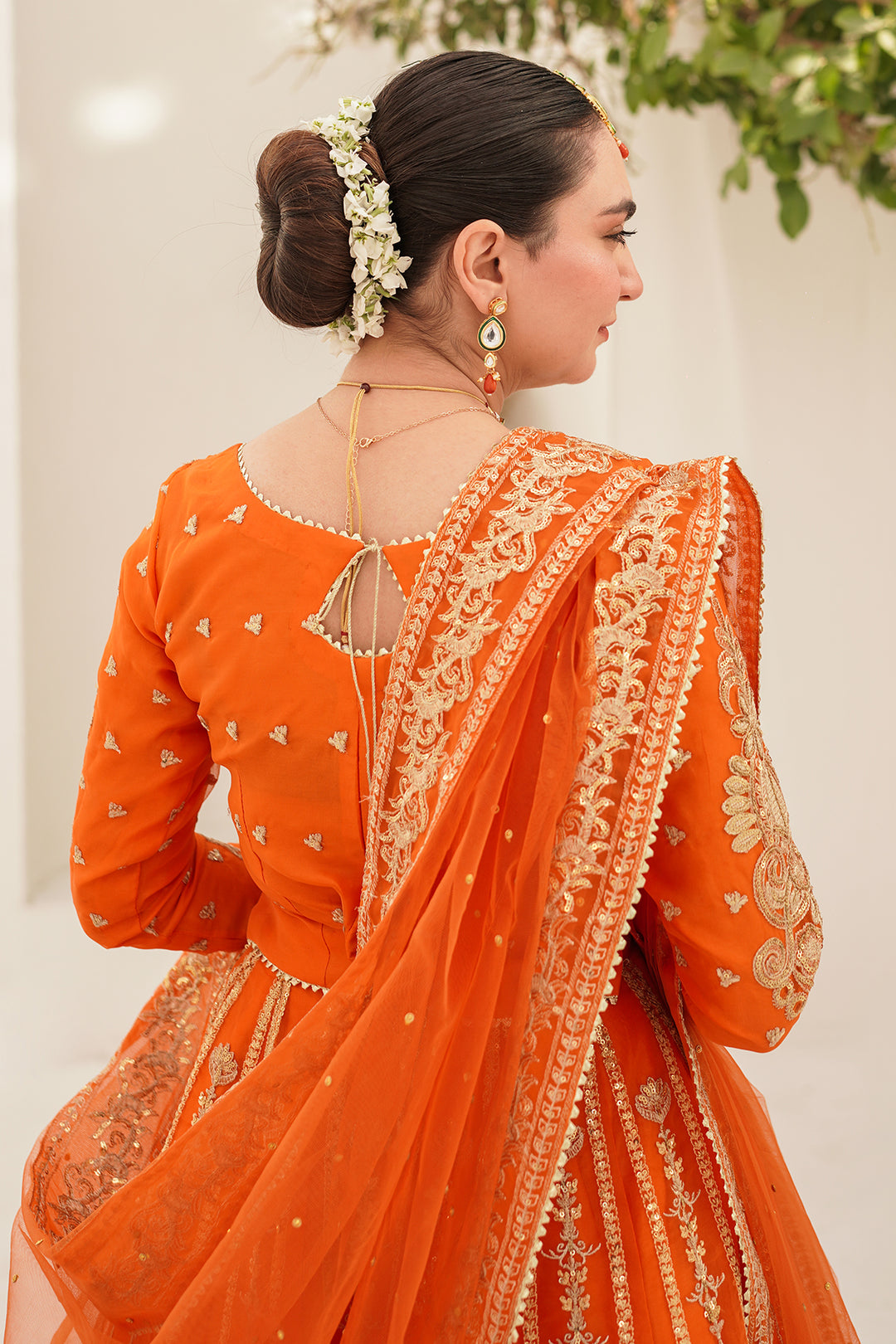 Nayaab Orange Organza Lehenga Choli with Net Dupatta For Women
