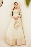 Afroz Jahan Off-White Raw Silk Maxi with Net Dupatta For Women