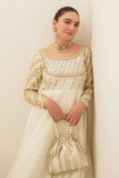 Afroz Jahan Off-White Raw Silk Maxi with Net Dupatta For Women