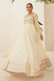 Afroz Jahan Off-White Raw Silk Maxi with Net Dupatta For Women