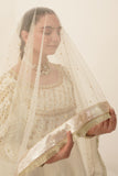 Afroz Jahan Off-White Raw Silk Maxi with Net Dupatta For Women