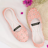 Peach Blossom – Elegant Peach & White Floral Khussas For Women