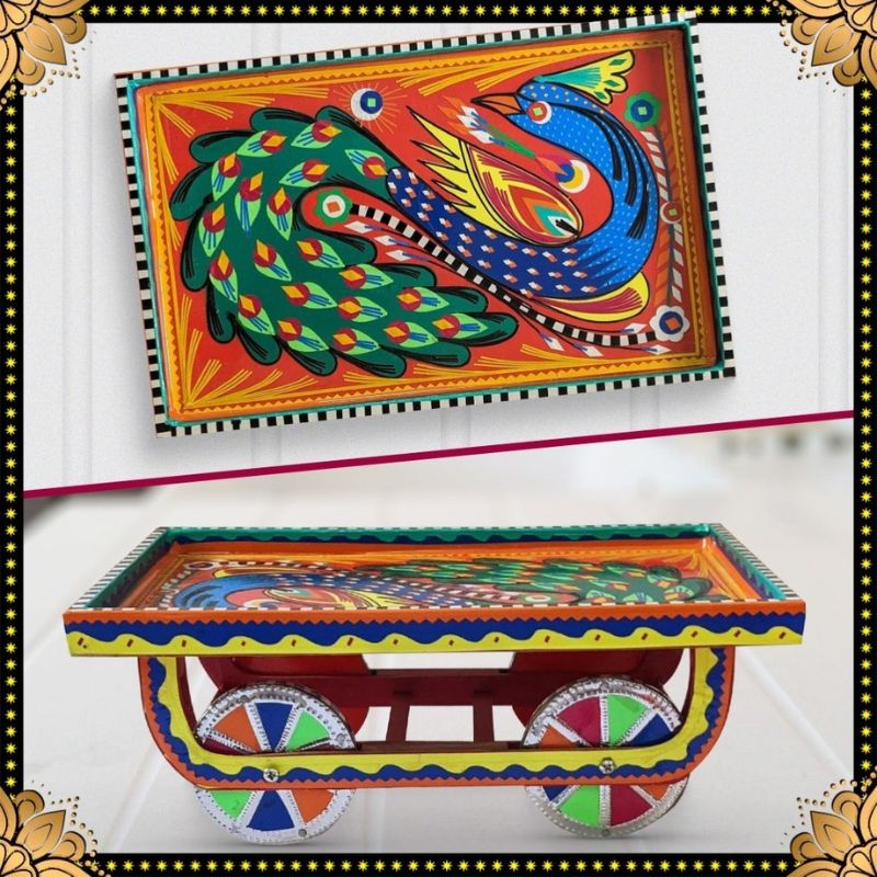 Peacock Vibrant Color Wooden Truck-Art Thaila/Cart