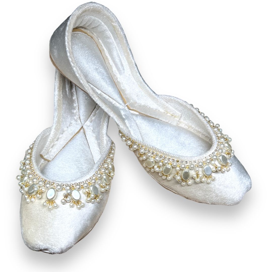 Light Golden & Pearl White Khussa– A Heritage of Elegance For Women