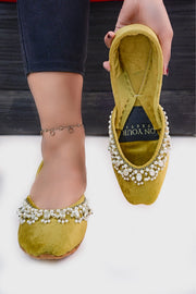 Light Golden & Pearl White Khussa– A Heritage of Elegance For Women