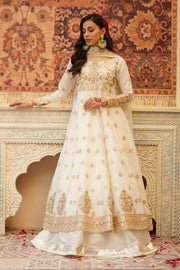 Chand Off-White Chiffon Frock with Silk Lehenga & Dupatta For Women