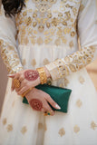 Chand Off-White Chiffon Frock with Silk Lehenga & Dupatta For Women