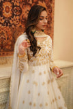 Chand Off-White Chiffon Frock with Silk Lehenga & Dupatta For Women
