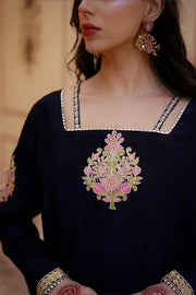 Black Luxury Tussle Silk Shirt & Sharara with Dupatta For Women